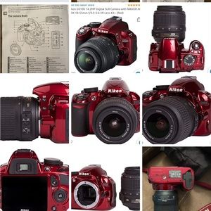 Cranberry Red Nikon digital camera with different size lense 2 battery w/charger